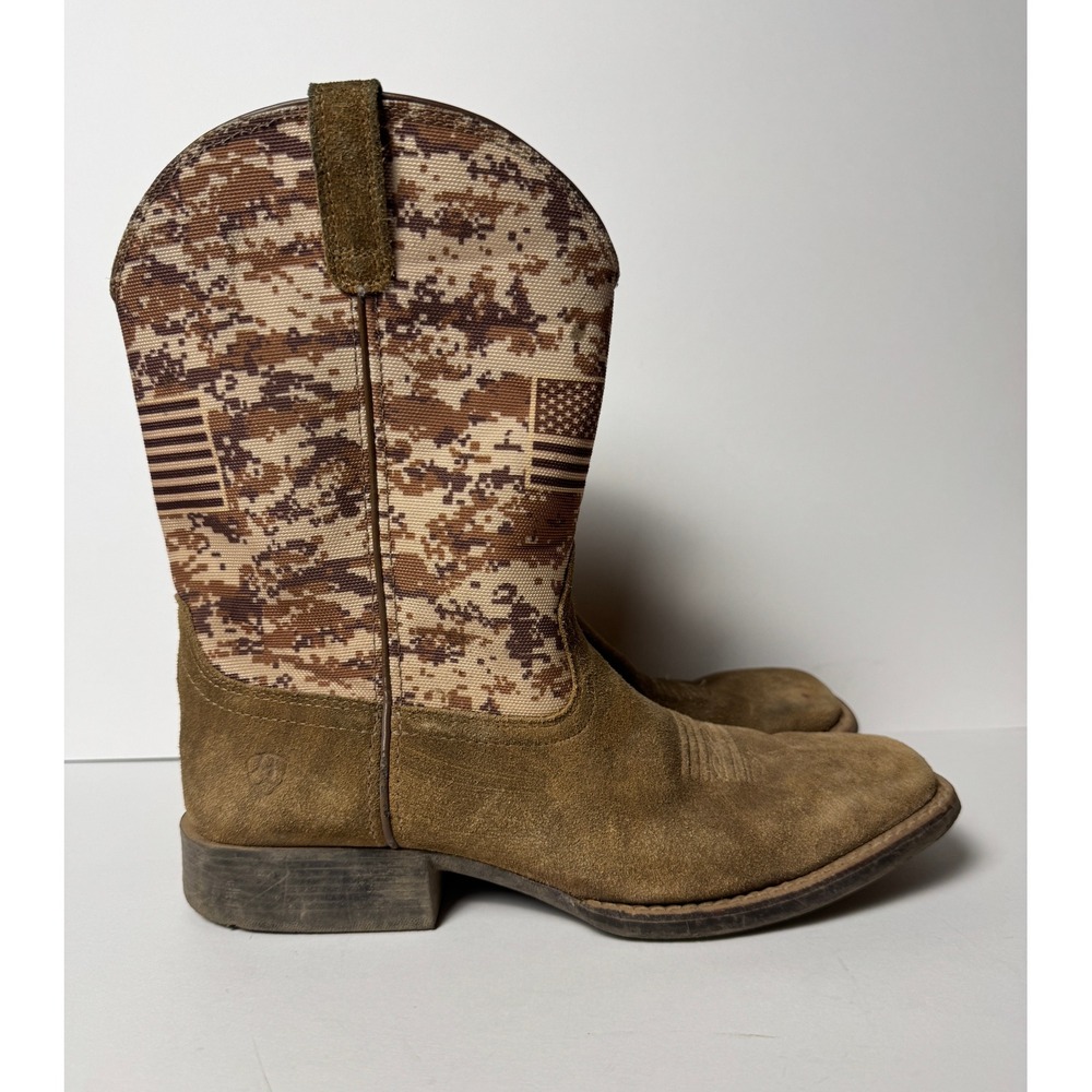 Ariat Sport Patriot Mens 6 Brown Camo American Flag Western Boots 10019913
